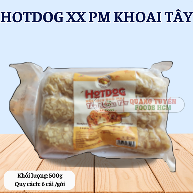 HOTDOG XÚC XÍCH PHÔ MAI TẨM KHOAI TÂY HD 6C 500G 